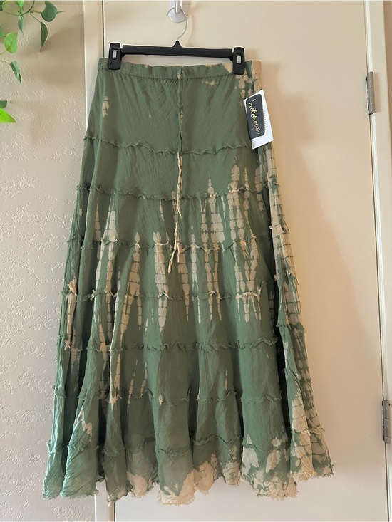 Metro Wear Dresses & Skirts - Tiered Maxi Skirt - size Small- Olive Green and beige tie-dye by Metro Wear